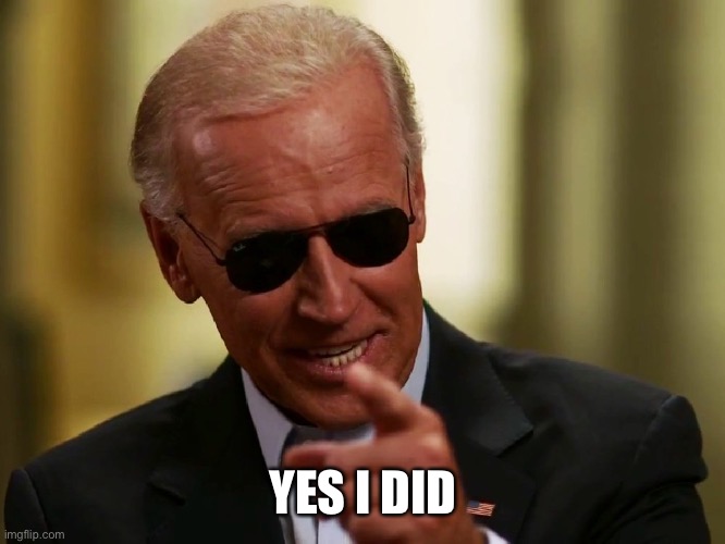 Cool Joe Biden | YES I DID | image tagged in cool joe biden | made w/ Imgflip meme maker
