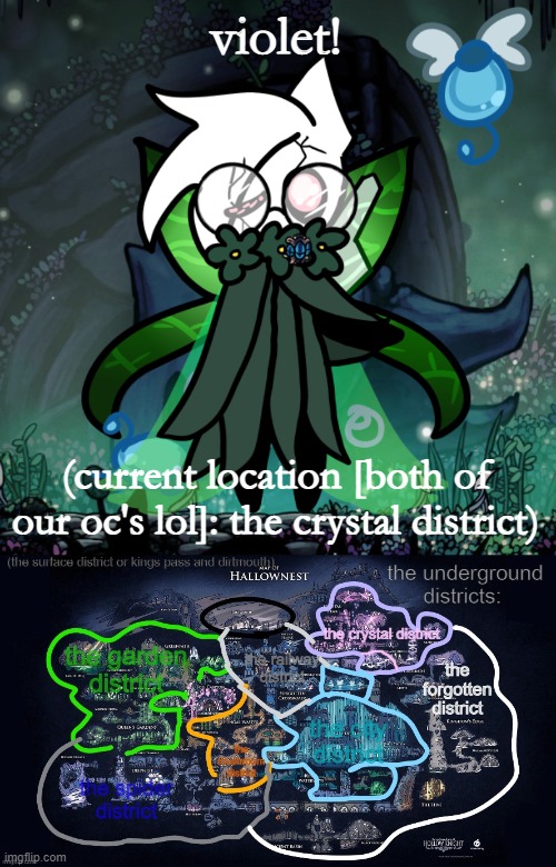violet! (current location [both of our oc's lol]: the crystal district) | made w/ Imgflip meme maker