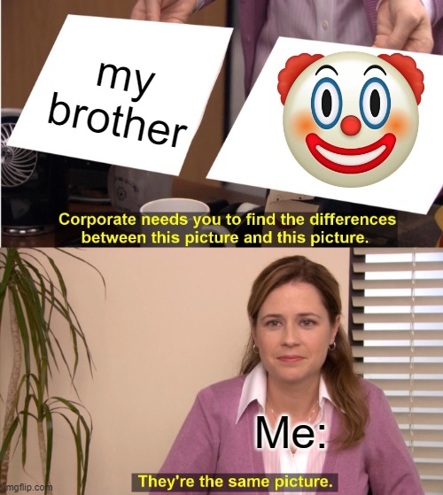 They're The Same Picture Meme | my brother; Me: | image tagged in memes,they're the same picture,siblings,funny,lol,lmao | made w/ Imgflip meme maker
