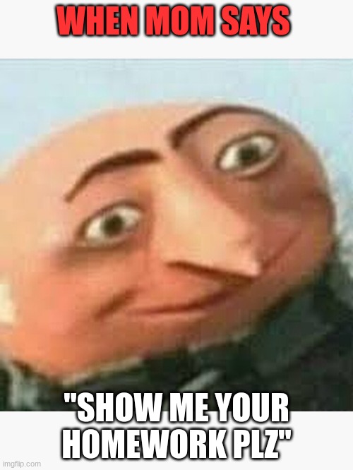 REEEEEEEEEE | WHEN MOM SAYS; "SHOW ME YOUR HOMEWORK PLZ" | image tagged in that moment when | made w/ Imgflip meme maker