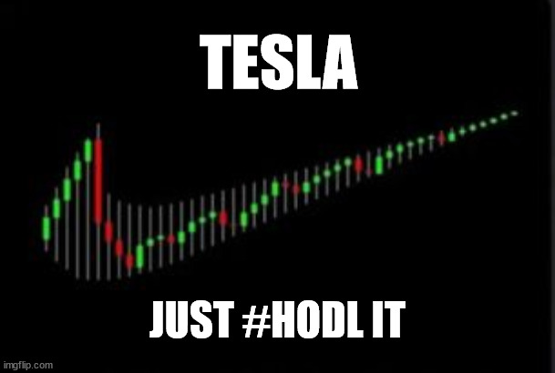 Tesla stock meme |  TESLA; JUST #HODL IT | image tagged in tesla,stock market,nike,chart,just do it | made w/ Imgflip meme maker