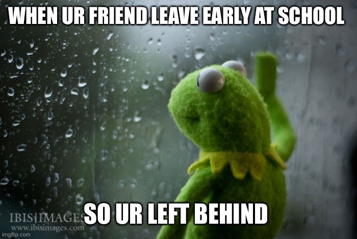Why this true | WHEN UR FRIEND LEAVE EARLY AT SCHOOL; SO UR LEFT BEHIND | image tagged in kermit window,kermit the frog | made w/ Imgflip meme maker