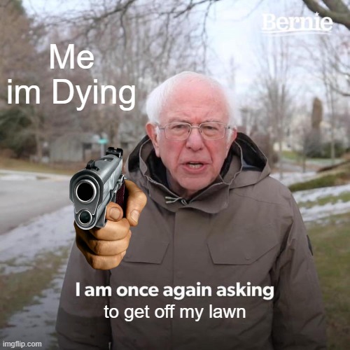 Bernie I Am Once Again Asking For Your Support | Me im Dying; to get off my lawn | image tagged in memes,bernie i am once again asking for your support | made w/ Imgflip meme maker