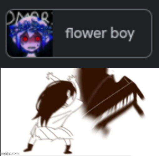 apparently, it's no longer Basil, it's now "Flower Boy". | image tagged in mari yeets the piano | made w/ Imgflip meme maker