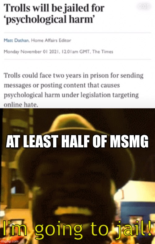 AT LEAST HALF OF MSMG | image tagged in i'm going to jail | made w/ Imgflip meme maker