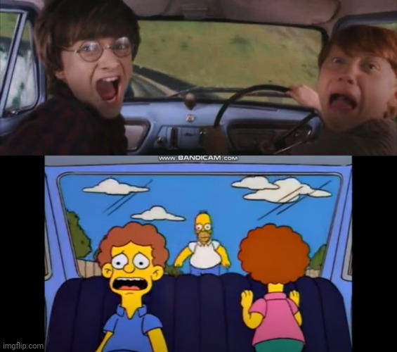 image tagged in tom chasing harry and ron weasly,homer chasing the flanders | made w/ Imgflip meme maker