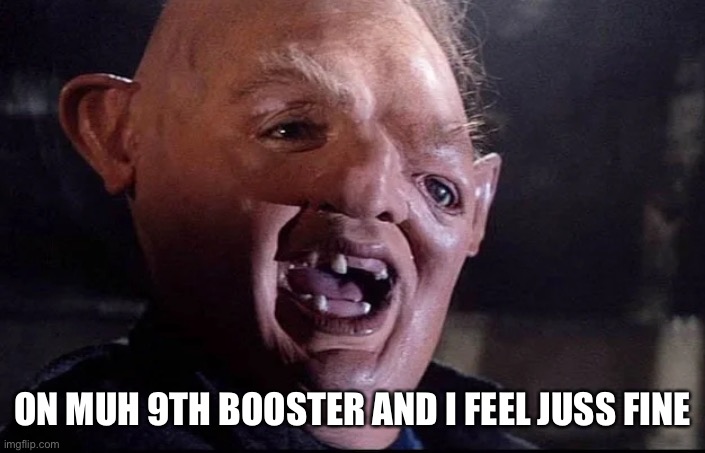 Covid booster warning |  ON MUH 9TH BOOSTER AND I FEEL JUSS FINE | image tagged in i didn't vaccinate my kid,covid vaccine | made w/ Imgflip meme maker