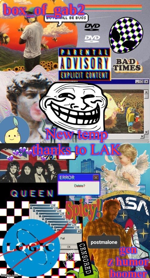 gab's gen z temp | New temp thanks to LAK | image tagged in gab's gen z temp | made w/ Imgflip meme maker