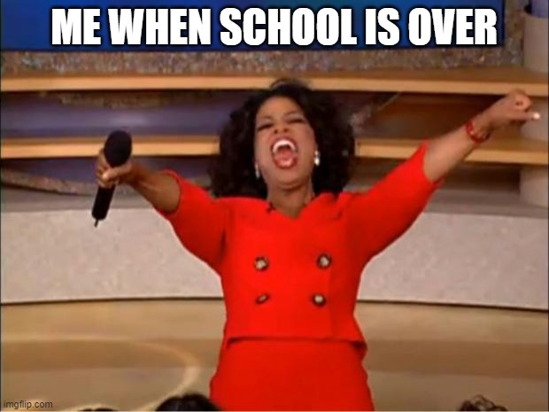 finally | ME WHEN SCHOOL IS OVER | image tagged in memes,oprah you get a | made w/ Imgflip meme maker