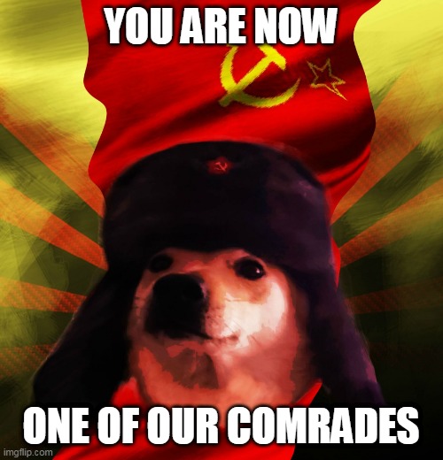 Comrade Doge | YOU ARE NOW ONE OF OUR COMRADES | image tagged in comrade doge | made w/ Imgflip meme maker