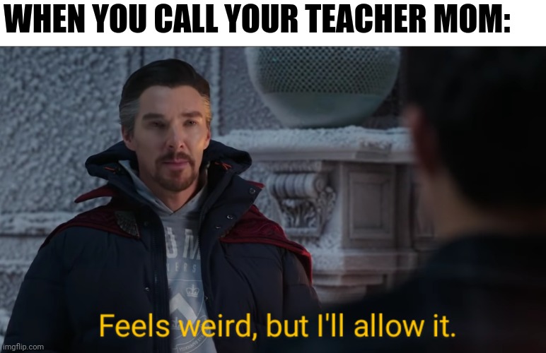 The new trailer do be cool | WHEN YOU CALL YOUR TEACHER MOM: | image tagged in feels weird but i'll allow it,memes,school meme,teacher meme | made w/ Imgflip meme maker