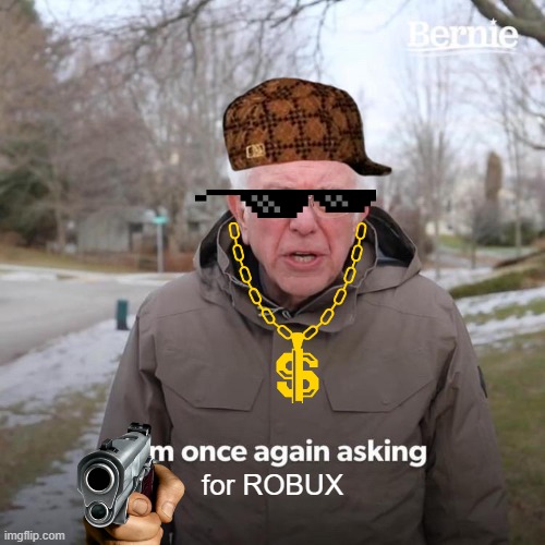 RoBuX | for ROBUX | image tagged in memes,bernie i am once again asking for your support | made w/ Imgflip meme maker