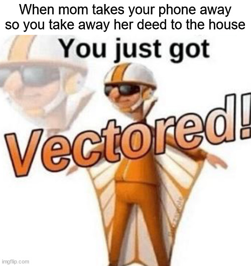 You just got vectored | When mom takes your phone away so you take away her deed to the house | image tagged in you just got vectored | made w/ Imgflip meme maker