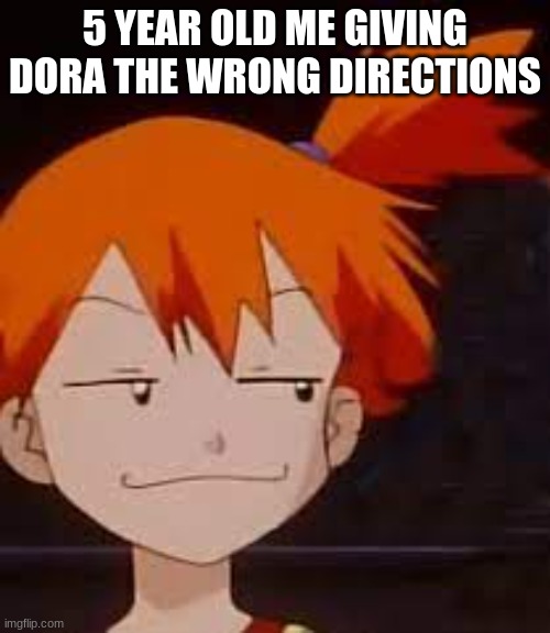 smirking | 5 YEAR OLD ME GIVING DORA THE WRONG DIRECTIONS | image tagged in smirking | made w/ Imgflip meme maker