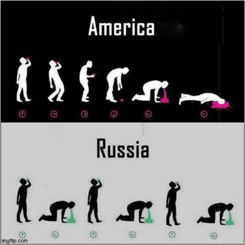 Differences. (Funny meme btw) | image tagged in drinking,america,russia,difference | made w/ Imgflip meme maker