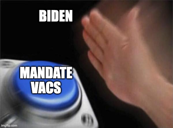 well just making facts! | BIDEN; MANDATE VACS | image tagged in memes,blank nut button | made w/ Imgflip meme maker
