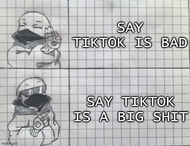 Sans hotline bling | SAY TIKTOK IS BAD SAY TIKTOK IS A BIG SHIT | image tagged in sans hotline bling | made w/ Imgflip meme maker