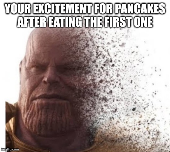 YOUR EXCITEMENT FOR PANCAKES AFTER EATING THE FIRST ONE | image tagged in funny memes | made w/ Imgflip meme maker