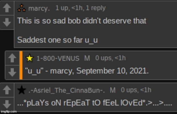 in memory of marcy. | image tagged in oooooo marcy said u_u | made w/ Imgflip meme maker