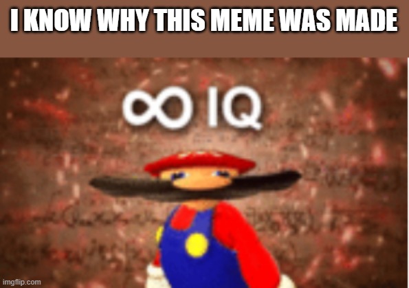 Infinite IQ | I KNOW WHY THIS MEME WAS MADE | image tagged in infinite iq | made w/ Imgflip meme maker