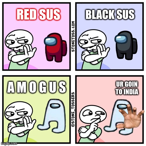 Stonetoss Amogus Comic | RED SUS; BLACK SUS; A M O G U S; UR GOIN TO INDIA | image tagged in amogus,comics,among us | made w/ Imgflip meme maker