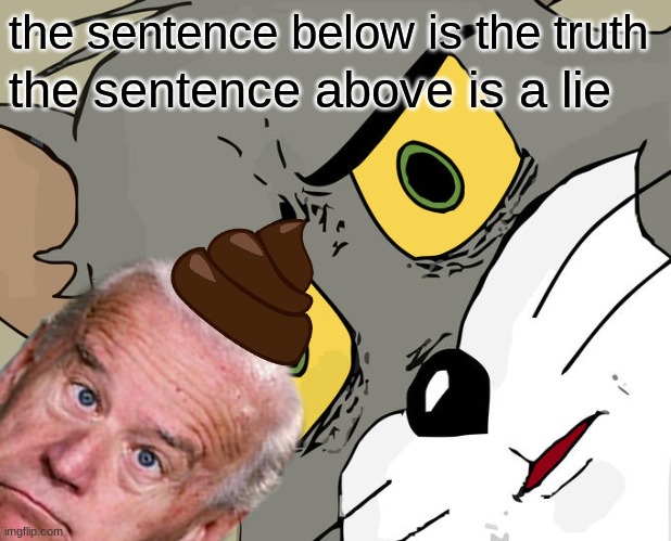 CONFUSION | the sentence below is the truth; the sentence above is a lie | image tagged in memes,unsettled tom | made w/ Imgflip meme maker