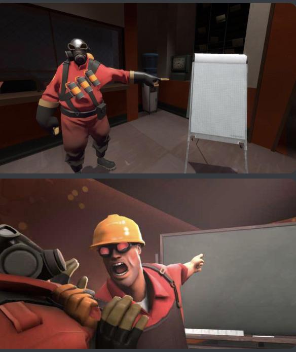 Pyro and Engie Blank Meme Template