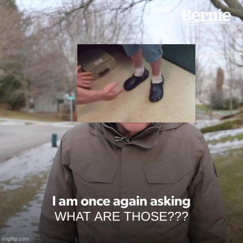 They are my crocs | WHAT ARE THOSE??? | image tagged in memes,bernie i am once again asking for your support | made w/ Imgflip meme maker