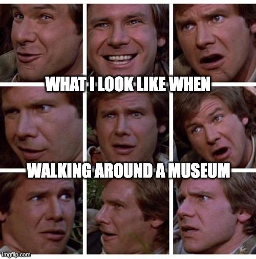 Hans Solo – Visiting a Museum | WHAT I LOOK LIKE WHEN; WALKING AROUND A MUSEUM | image tagged in museum,hans solo,star wars,museums,art | made w/ Imgflip meme maker