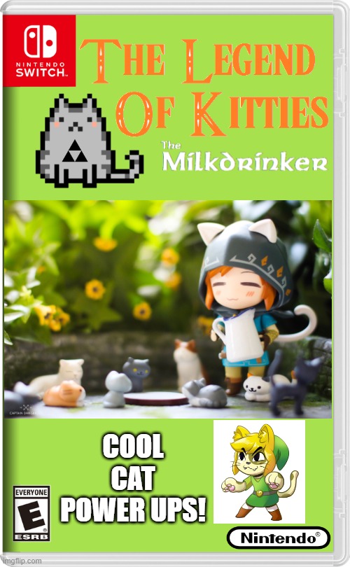 LINK AND HIS CATS | COOL CAT POWER UPS! | image tagged in nintendo switch,cats,the legend of zelda,the legend of zelda breath of the wild,link,fake switch games | made w/ Imgflip meme maker