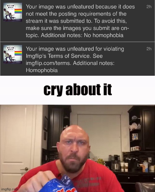 image tagged in cry about it | made w/ Imgflip meme maker