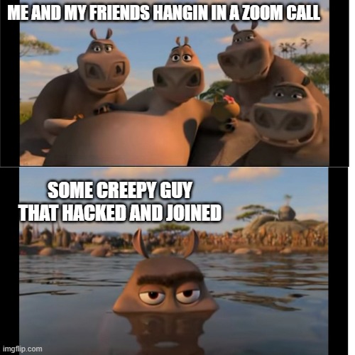 Moto Moto | ME AND MY FRIENDS HANGIN IN A ZOOM CALL; SOME CREEPY GUY THAT HACKED AND JOINED | image tagged in moto moto | made w/ Imgflip meme maker