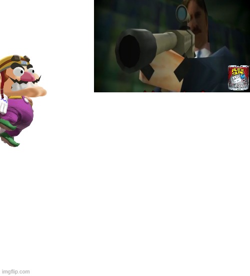 swagmaster69 attempts to shot wario and succeeds.mp3 | image tagged in blank white template,memes,wario | made w/ Imgflip meme maker