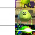 High Quality The 3 Satges of Mike Wazowski Blank Meme Template