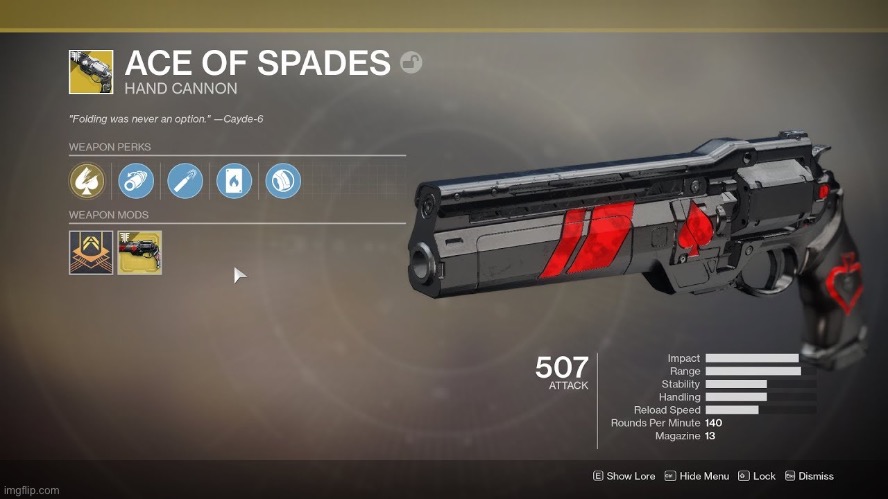 Ace Of Spades Destiny 2 | image tagged in ace of spades destiny 2 | made w/ Imgflip meme maker
