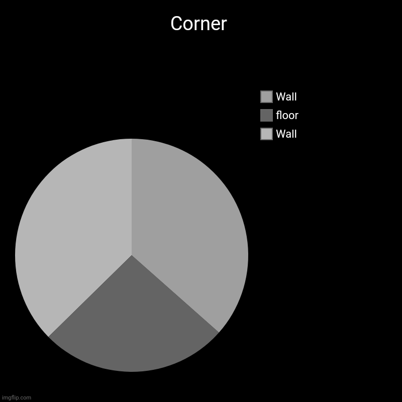 Corner | Corner | Wall, floor, Wall | image tagged in charts,pie charts | made w/ Imgflip chart maker