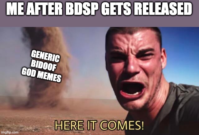Not them again..... GET IT OUT GET IT OUT GET IT OUT | ME AFTER BDSP GETS RELEASED; GENERIC BIDOOF GOD MEMES | image tagged in here it comes,pokemon,here it come meme | made w/ Imgflip meme maker