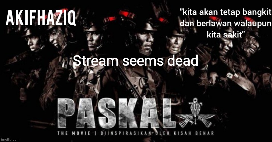 Akifhaziq paskal template | Stream seems dead | image tagged in akifhaziq paskal template | made w/ Imgflip meme maker