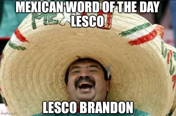 Lesco Brandon | MEXICAN WORD OF THE DAY
LESCO; LESCO BRANDON | image tagged in mexican word of the day,lesco brandon,biden,joe biden,lets go brandon | made w/ Imgflip meme maker