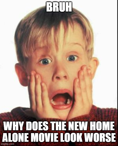 Almost said Pokemon | BRUH; WHY DOES THE NEW HOME ALONE MOVIE LOOK WORSE | image tagged in home alone kid | made w/ Imgflip meme maker