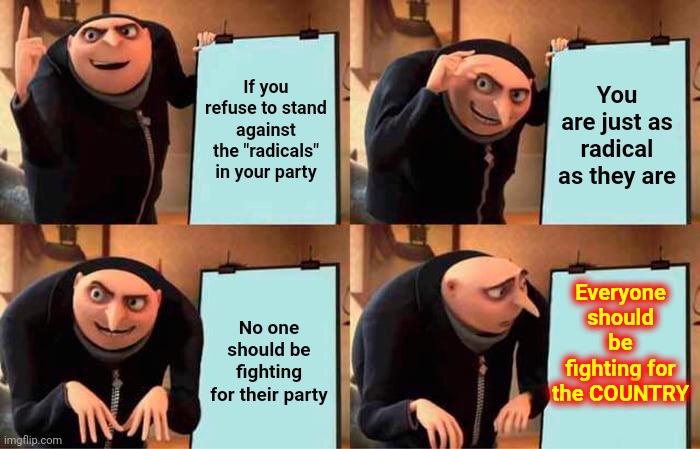 We Are ALL Being Played.  Always Have Been And From The Looks Of The Current State Of Affairs, Always Will Be | If you refuse to stand against the "radicals" in your party; You are just as radical as they are; Everyone should be fighting for the COUNTRY; No one should be fighting for their party | image tagged in memes,gru's plan,congress,mind control,brainwashing,brainwashed | made w/ Imgflip meme maker