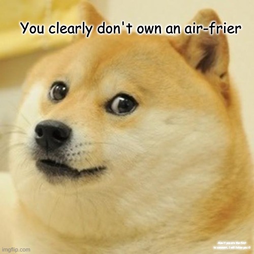 Do you tho- | You clearly don't own an air-frier; Also if you are the first to comment, I will follow you :0 | image tagged in memes,doge | made w/ Imgflip meme maker