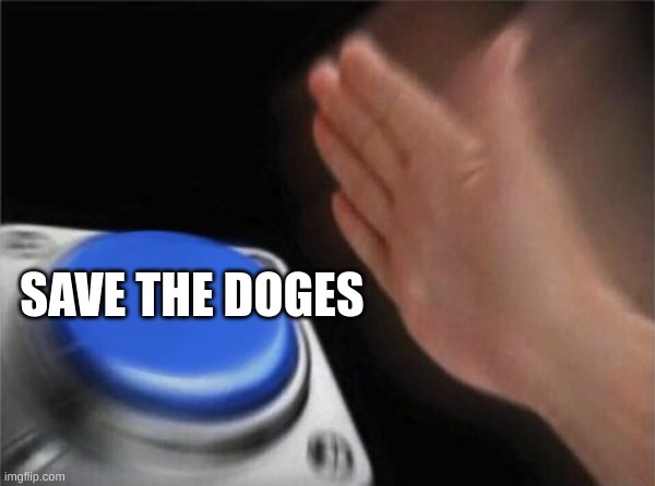 SAVE THE DOGES | SAVE THE DOGES | image tagged in memes,blank nut button | made w/ Imgflip meme maker