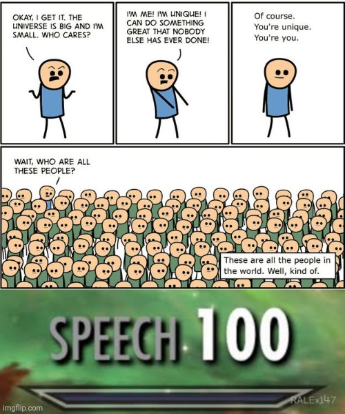 A unique creature | image tagged in skyrim speech 100,unique,comics/cartoons,comics,cyanide and happiness,memes | made w/ Imgflip meme maker
