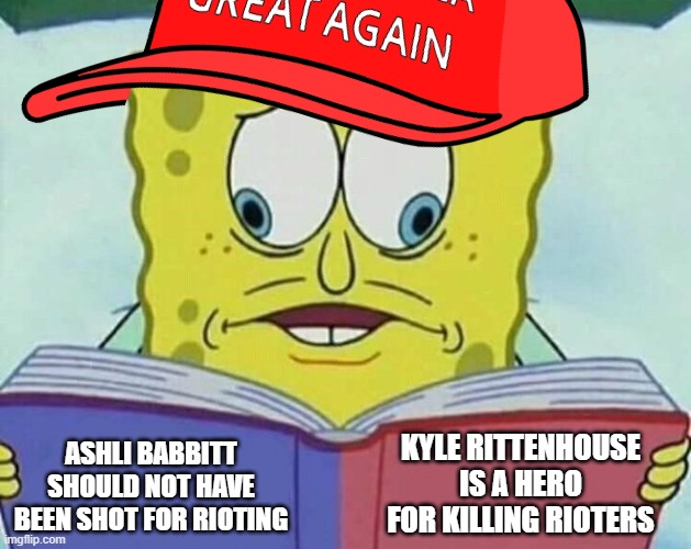 More hypocrisy of the right on display. | KYLE RITTENHOUSE IS A HERO FOR KILLING RIOTERS; ASHLI BABBITT SHOULD NOT HAVE BEEN SHOT FOR RIOTING | made w/ Imgflip meme maker