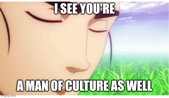 I See You're a Man of Culture clean | I SEE YOU'RE A MAN OF CULTURE AS WELL | image tagged in i see you're a man of culture clean | made w/ Imgflip meme maker