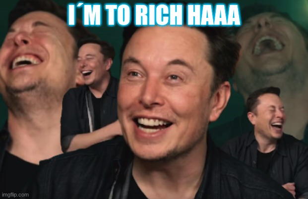 MY boy is to rich? | I´M TO RICH HAAA | image tagged in elon musk laughing | made w/ Imgflip meme maker