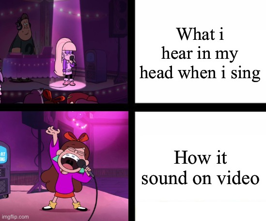 Bad singing vs Good singing | What i hear in my head when i sing; How it sound on video | image tagged in bad singing vs good singing | made w/ Imgflip meme maker