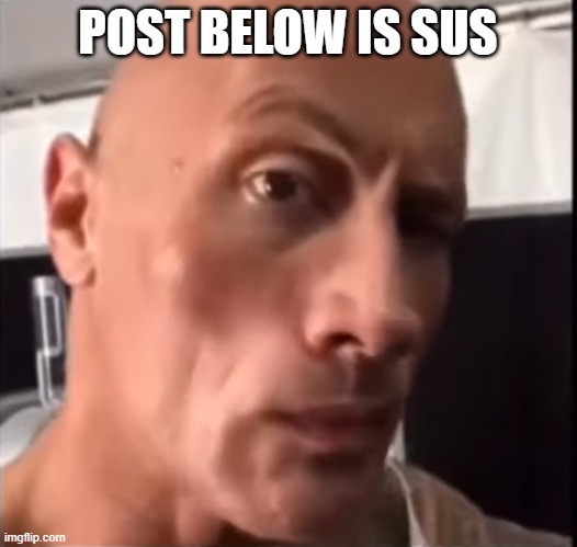 the rock | POST BELOW IS SUS | image tagged in the rock | made w/ Imgflip meme maker