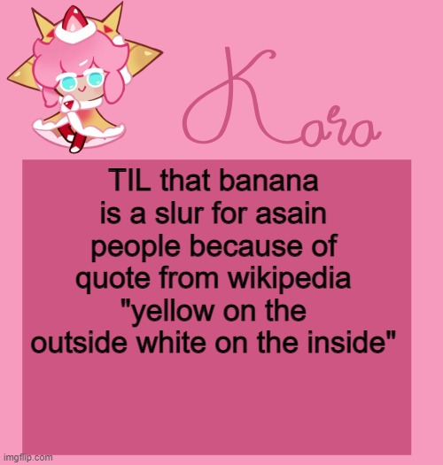 h | TIL that banana is a slur for asain people because of quote from wikipedia "yellow on the outside white on the inside" | image tagged in h | made w/ Imgflip meme maker